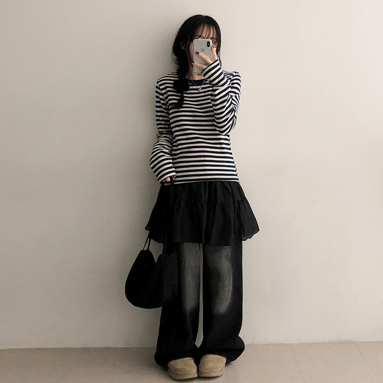 スパンボーダー長袖Tシャツ NAVY