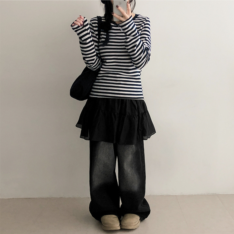 スパンボーダー長袖Tシャツ NAVY