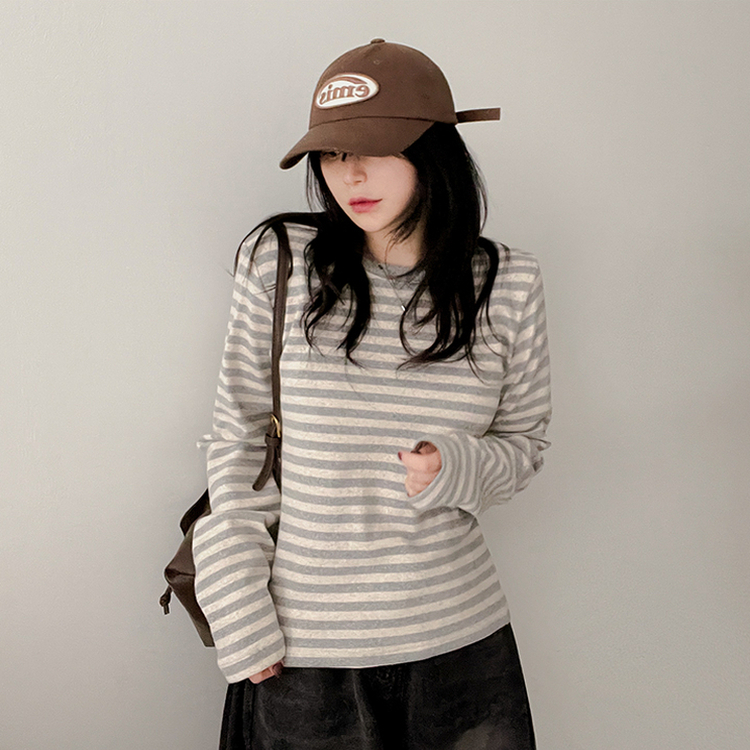 スパンボーダー長袖Tシャツ GREY