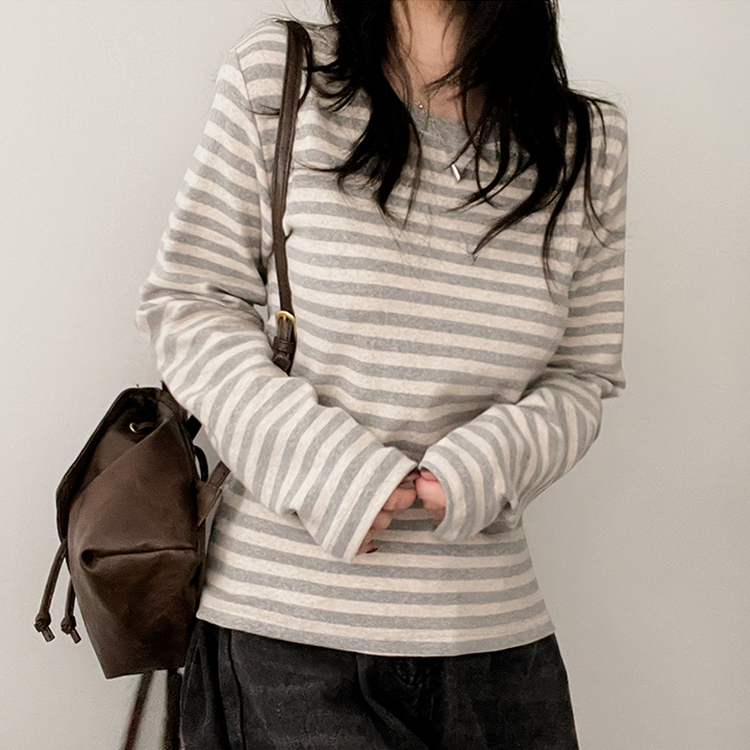 スパンボーダー長袖Tシャツ GREY