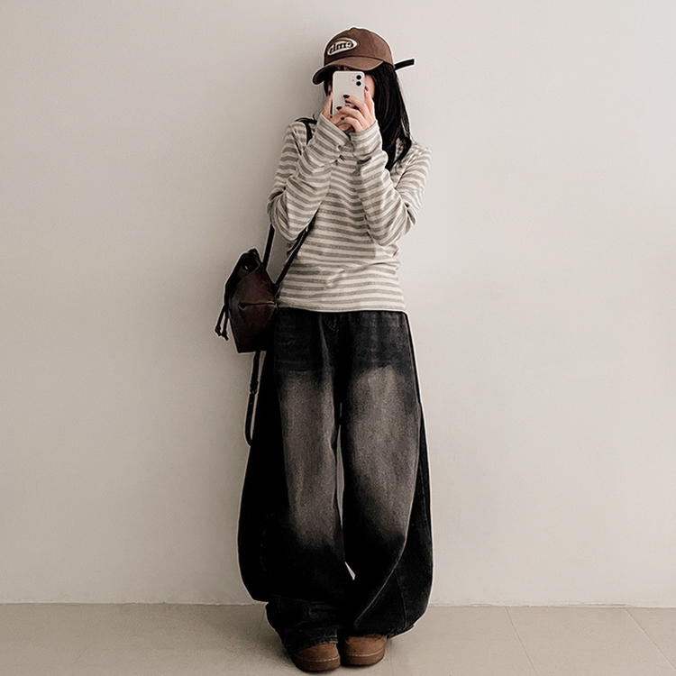 スパンボーダー長袖Tシャツ GREY