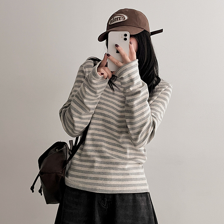 スパンボーダー長袖Tシャツ GREY