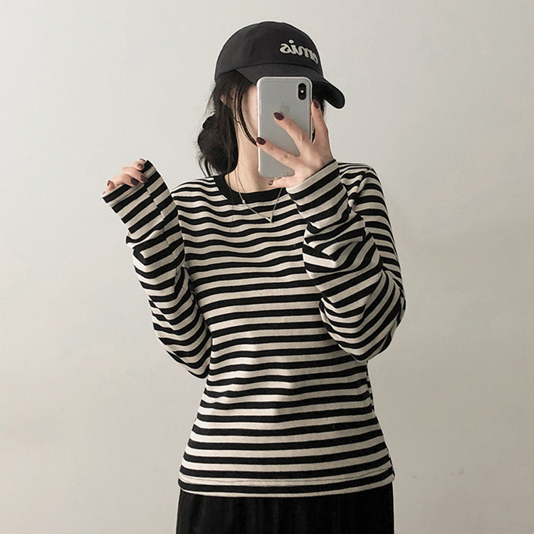 スパンボーダー長袖Tシャツ BLACK