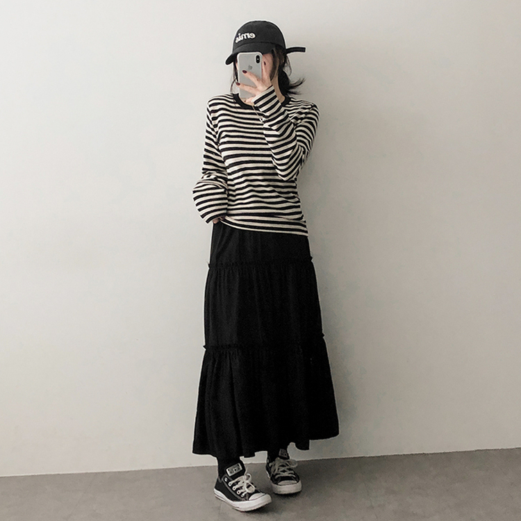 スパンボーダー長袖Tシャツ BLACK