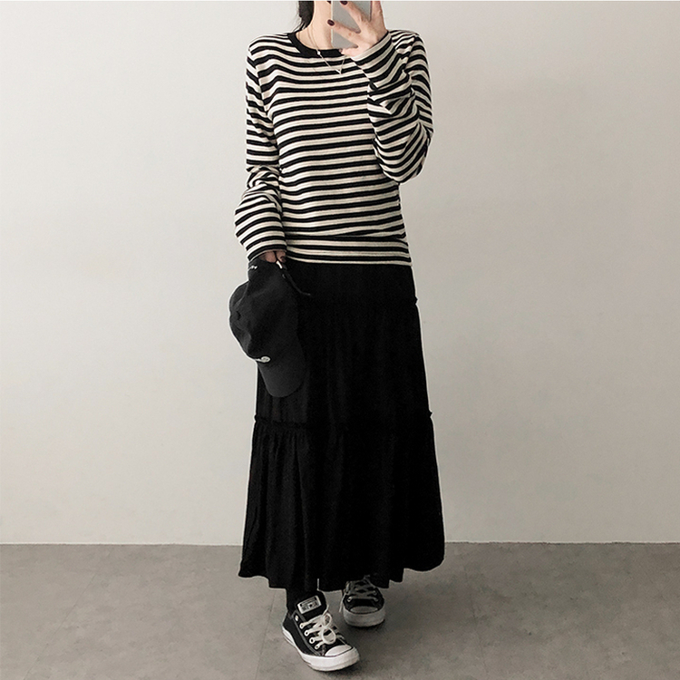 スパンボーダー長袖Tシャツ BLACK