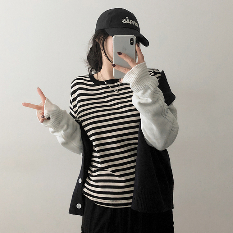スパンボーダー長袖Tシャツ BLACK