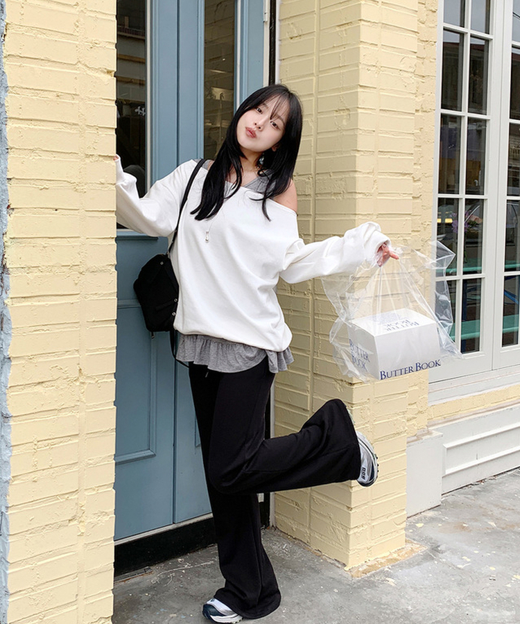 バンディングブーツカットパンツ BLACK