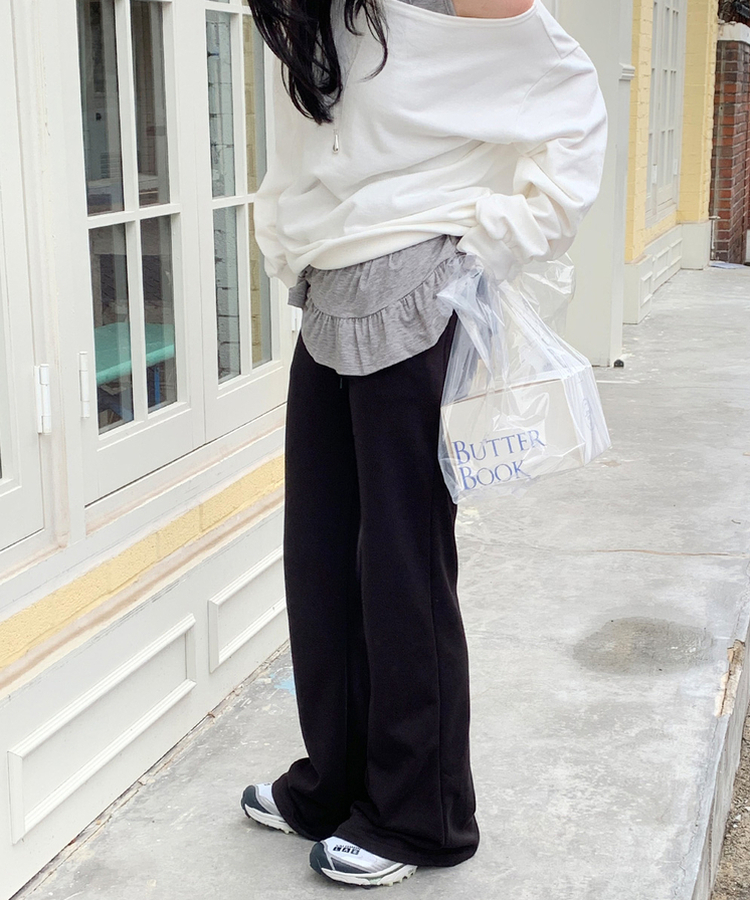 バンディングブーツカットパンツ BLACK