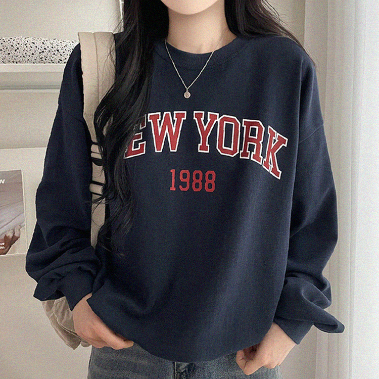 スウェット 1988レタリングルーズトレーナー DARK BLUE