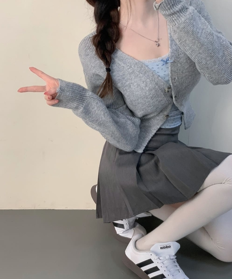 【カップ付き】レイヤードフラワーキャミソール SKY BLUE