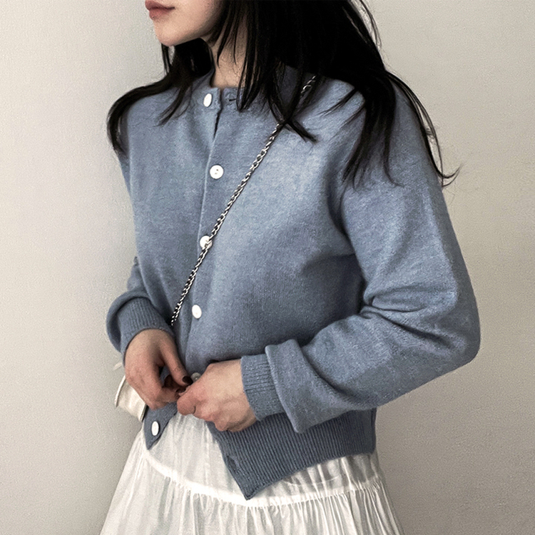 ラウンドニットカーディガン(5color) SKY BLUE
