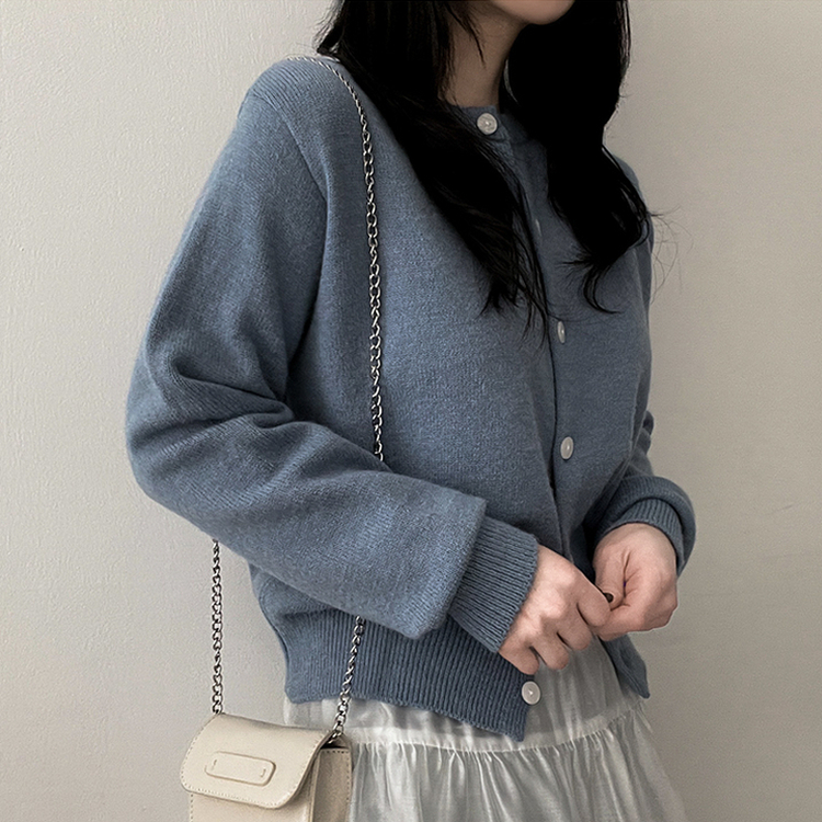 ラウンドニットカーディガン(5color) SKY BLUE
