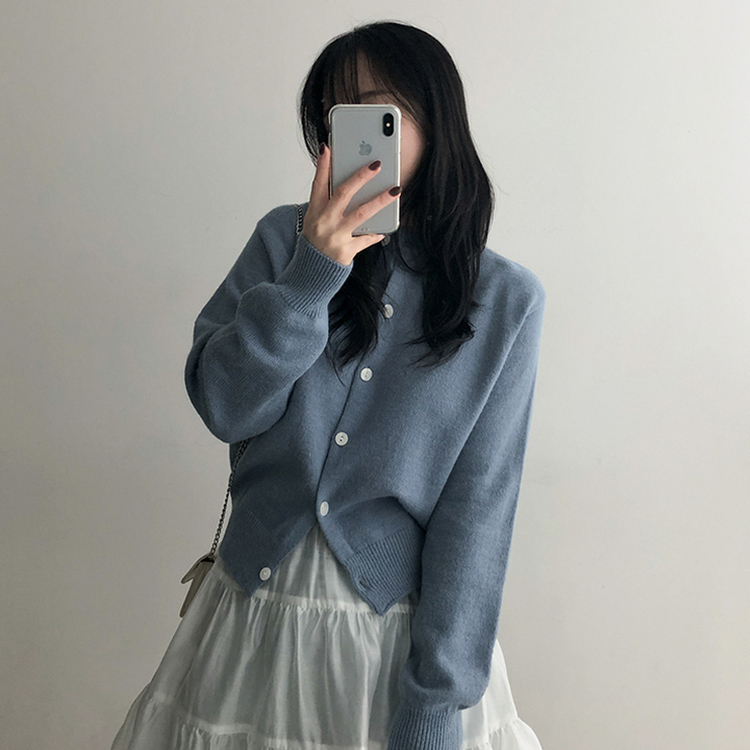 ラウンドニットカーディガン(5color) SKY BLUE