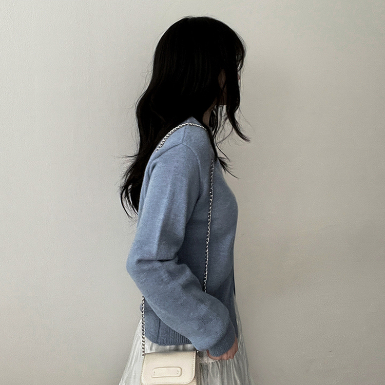 ラウンドニットカーディガン(5color) SKY BLUE