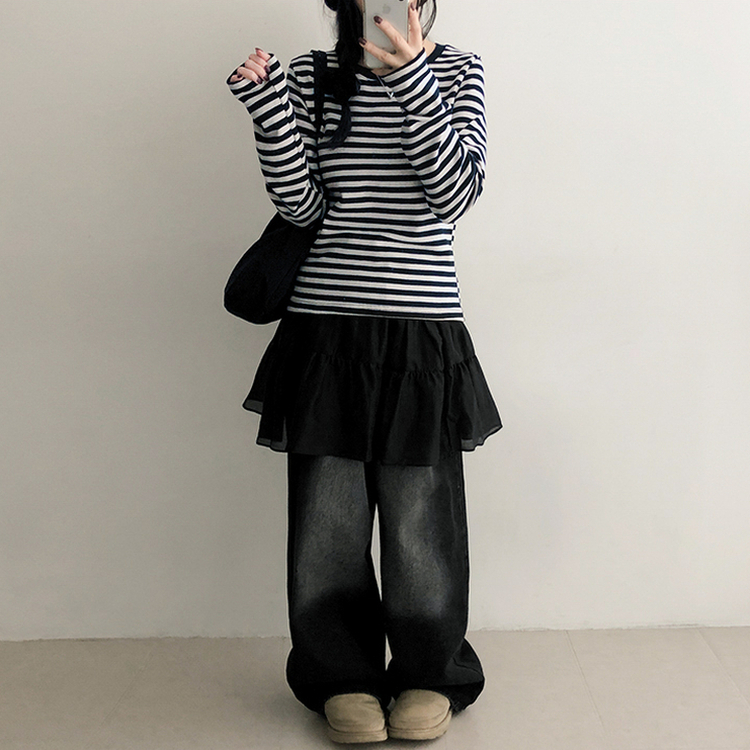 レイヤードシャーリングスカート BLACK