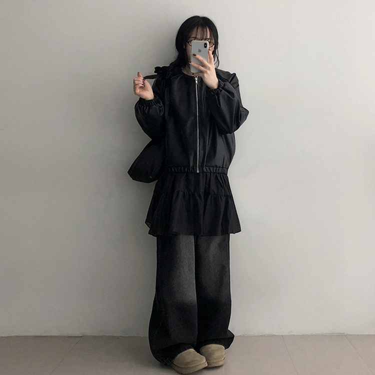 レイヤードシャーリングスカート BLACK