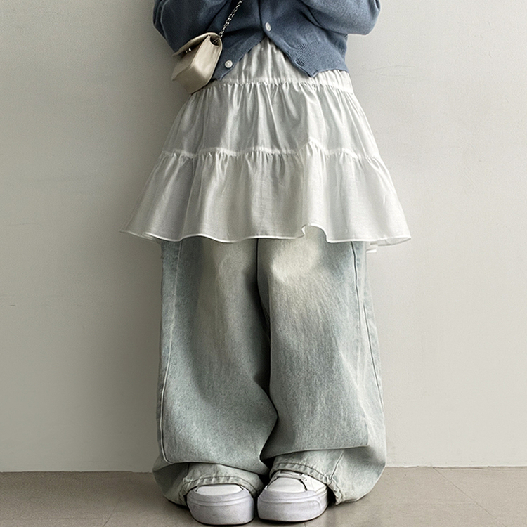 レイヤードシャーリングスカート IVORY