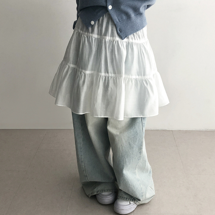 レイヤードシャーリングスカート IVORY