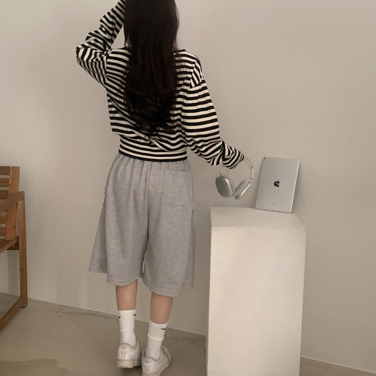 ストライプルーズフィットニット(5color) BLACK