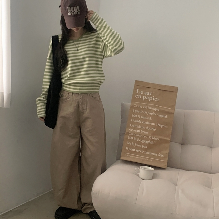 ストライプルーズフィットニット(5color) GREEN