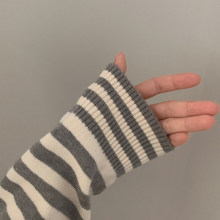 ストライプルーズフィットニット(5color) GREY