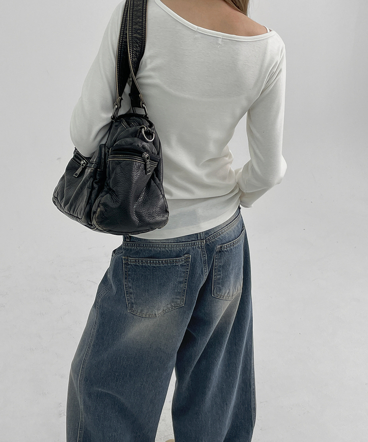 ウォッシングワイドデニムパンツ DARK BLUE