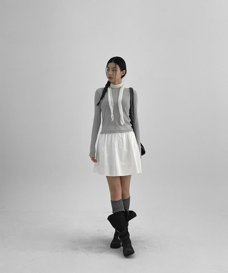 Vネックニットカーディガン MELANGE GRAY