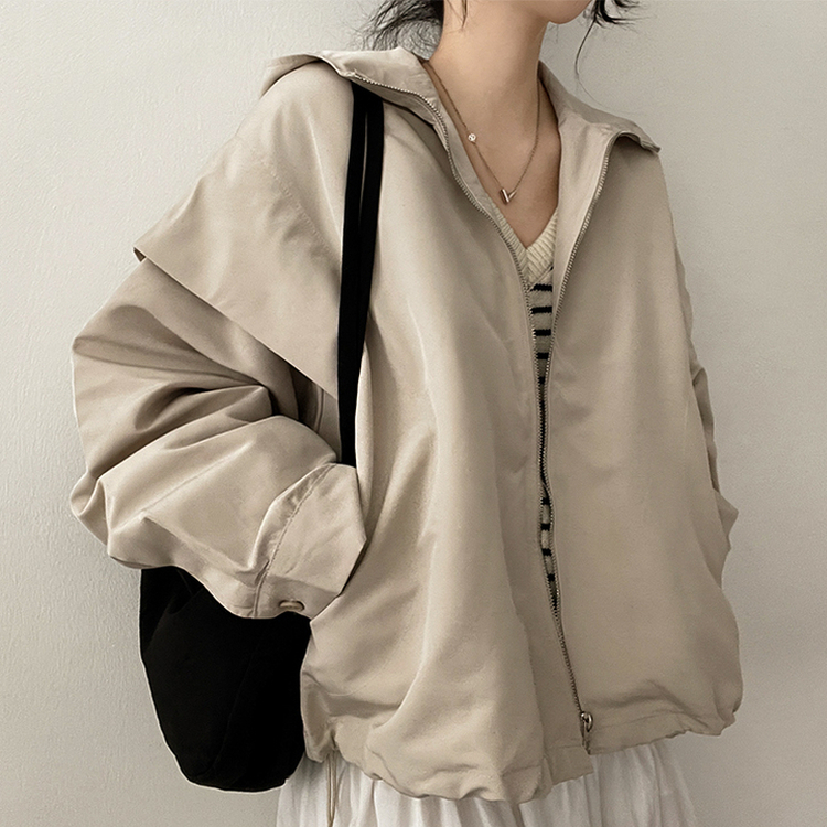 スリットレイヤードフードジャンパー BEIGE