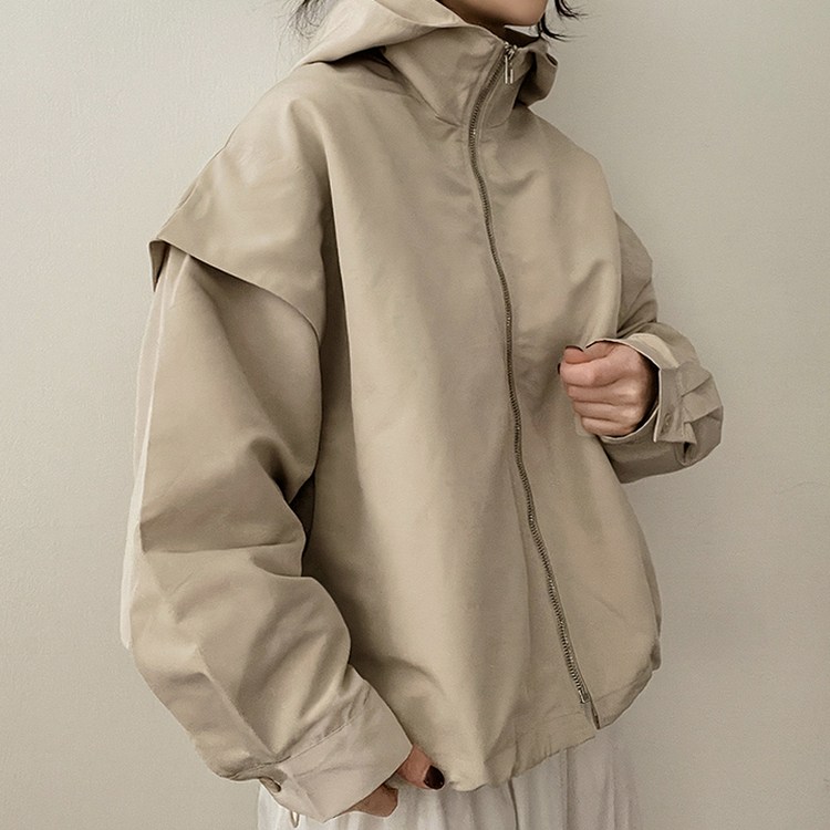 スリットレイヤードフードジャンパー BEIGE
