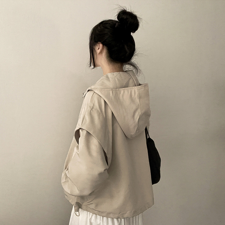 スリットレイヤードフードジャンパー BEIGE