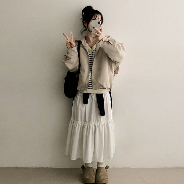 スリットレイヤードフードジャンパー BEIGE