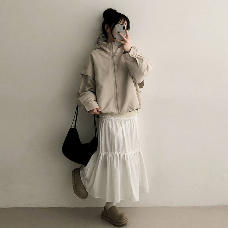 スリットレイヤードフードジャンパー BEIGE