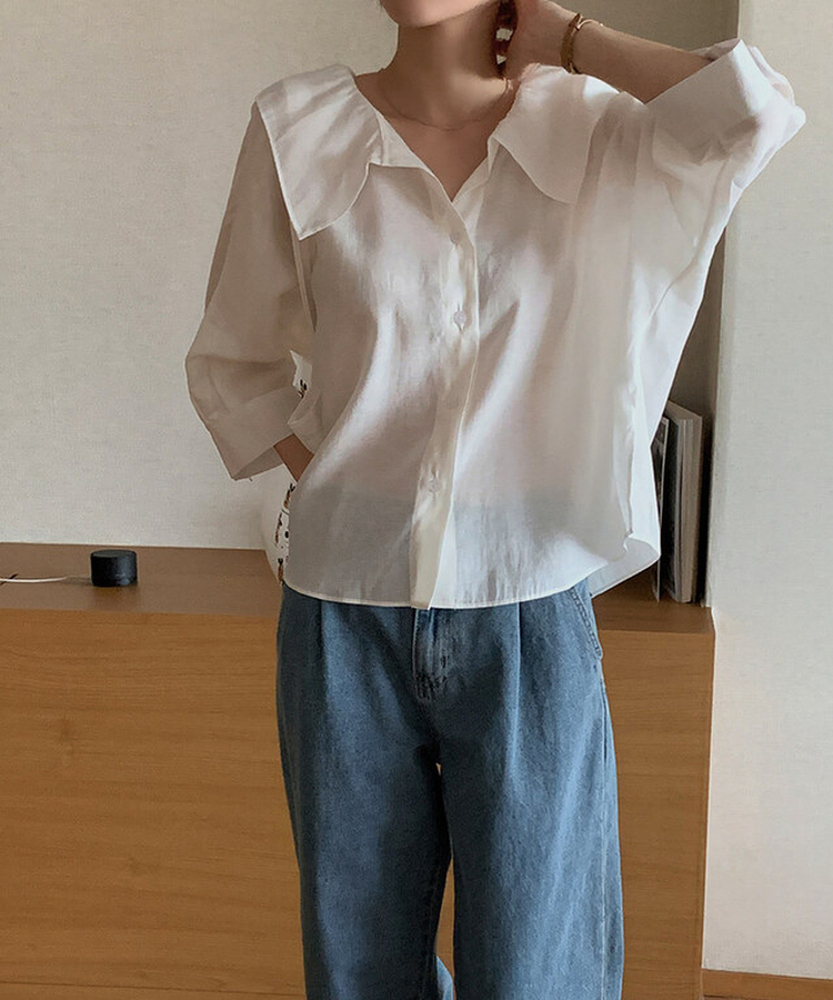 ビックカラーフリルブラウス IVORY