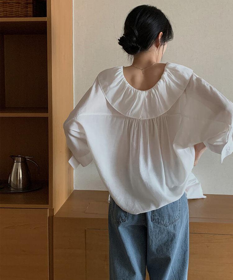 ビックカラーフリルブラウス IVORY