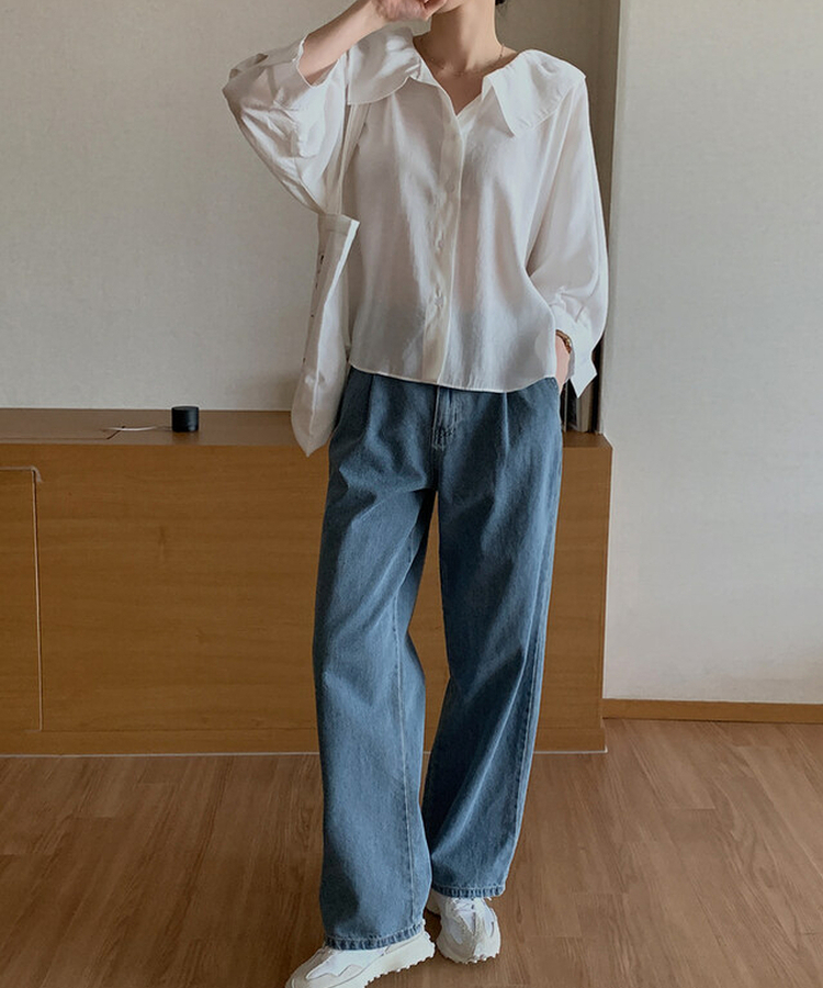 ビックカラーフリルブラウス IVORY