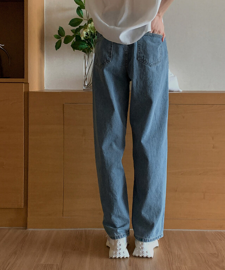 ピンタックワイドデニムパンツ BLUE
