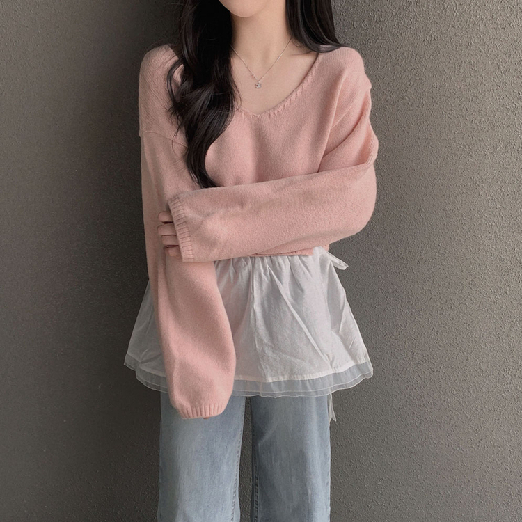 ボタンオーバークロップニット(7color) PINK