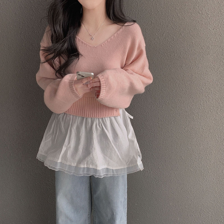 ボタンオーバークロップニット(7color) PINK
