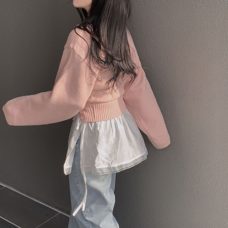 ボタンオーバークロップニット(7color) PINK
