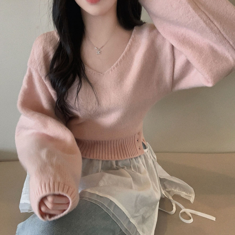ボタンオーバークロップニット(7color) PINK