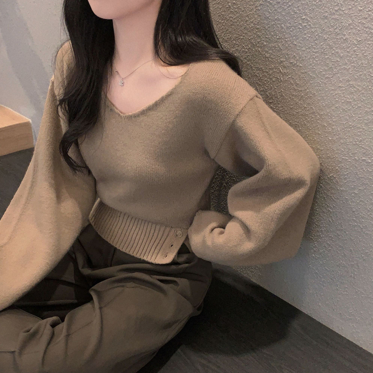 ボタンオーバークロップニット(7color) BEIGE