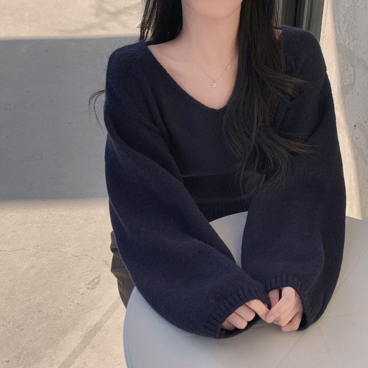ボタンオーバークロップニット(7color) NAVY