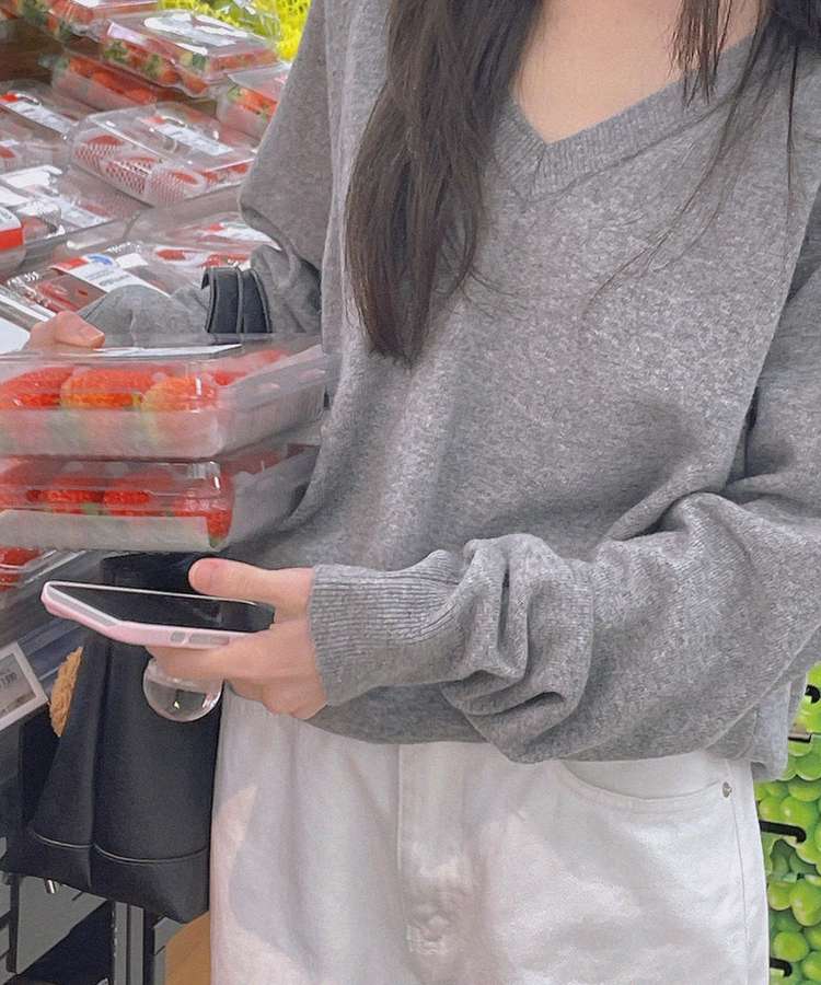 シュナーVネックニット GREY