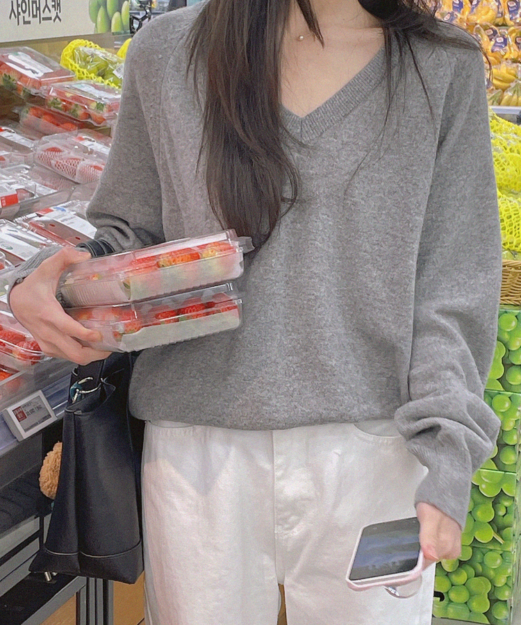 シュナーVネックニット GREY