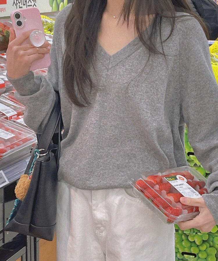 シュナーVネックニット GREY