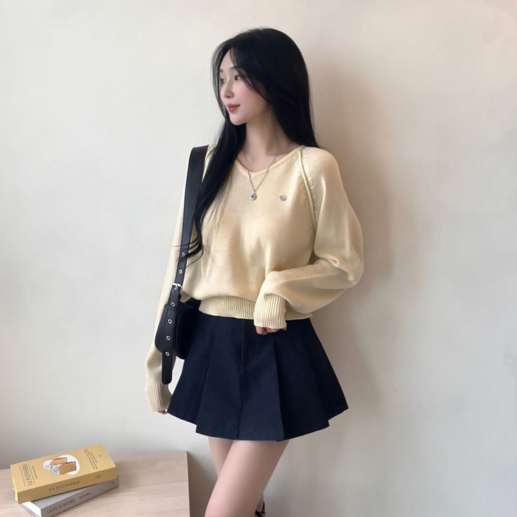 ペンダントVネックニット(6color) YELLOW