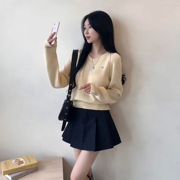 ペンダントVネックニット(6color) YELLOW