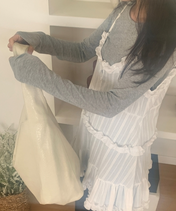 フリルレースビスチェレイヤードワンピース WHITE