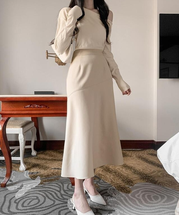 フレアロングスカート LIGHT BEIGE