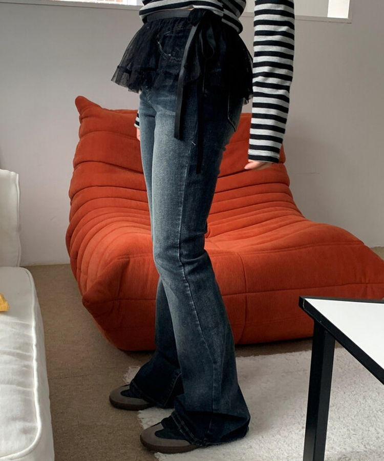 ウォッシングブーツカットデニムロングパンツ DARK DENIM